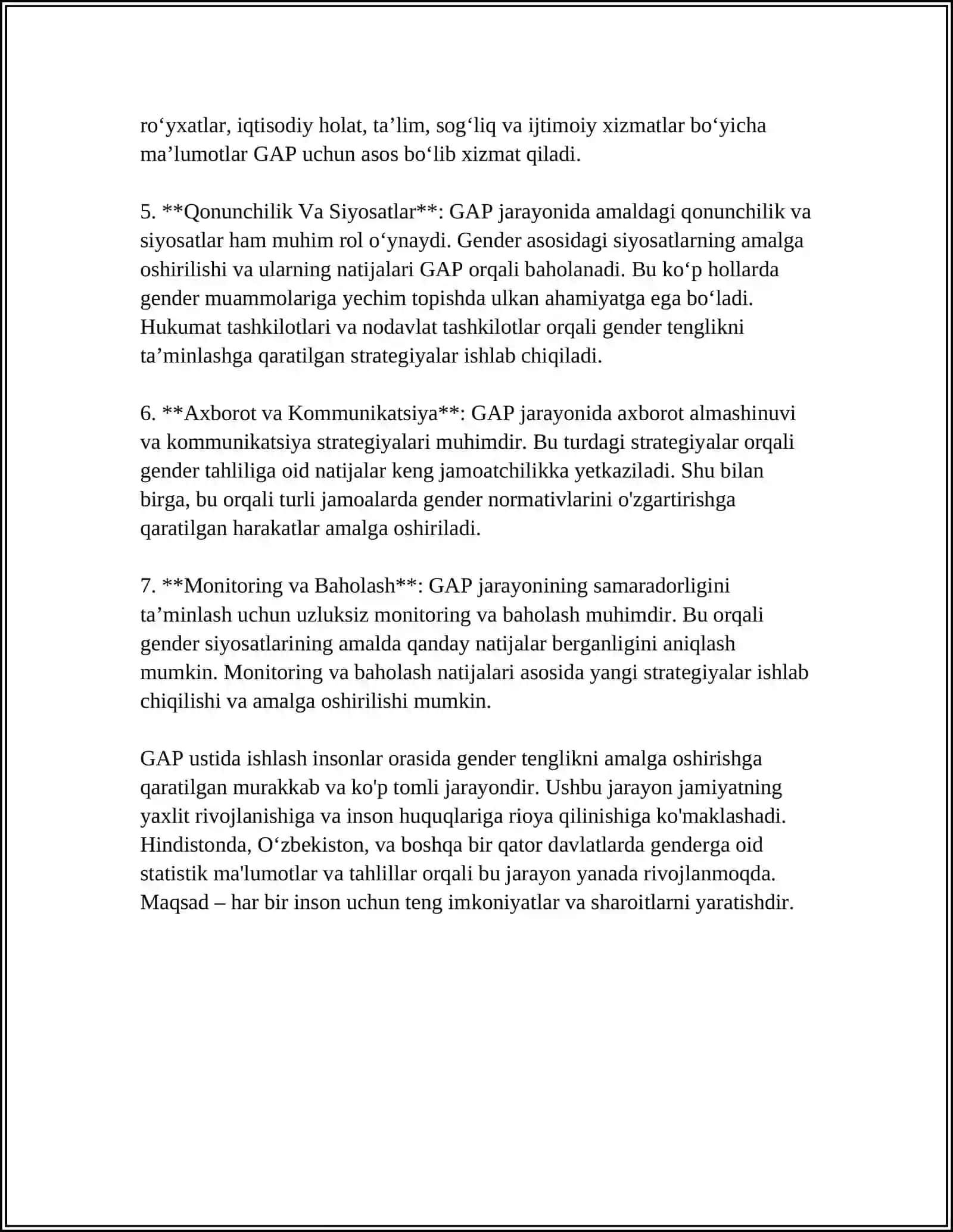 MUSTAQIL ISH: GAP USTIDA ISHLASHGA OID MUSTAQIL ISHLAR 4