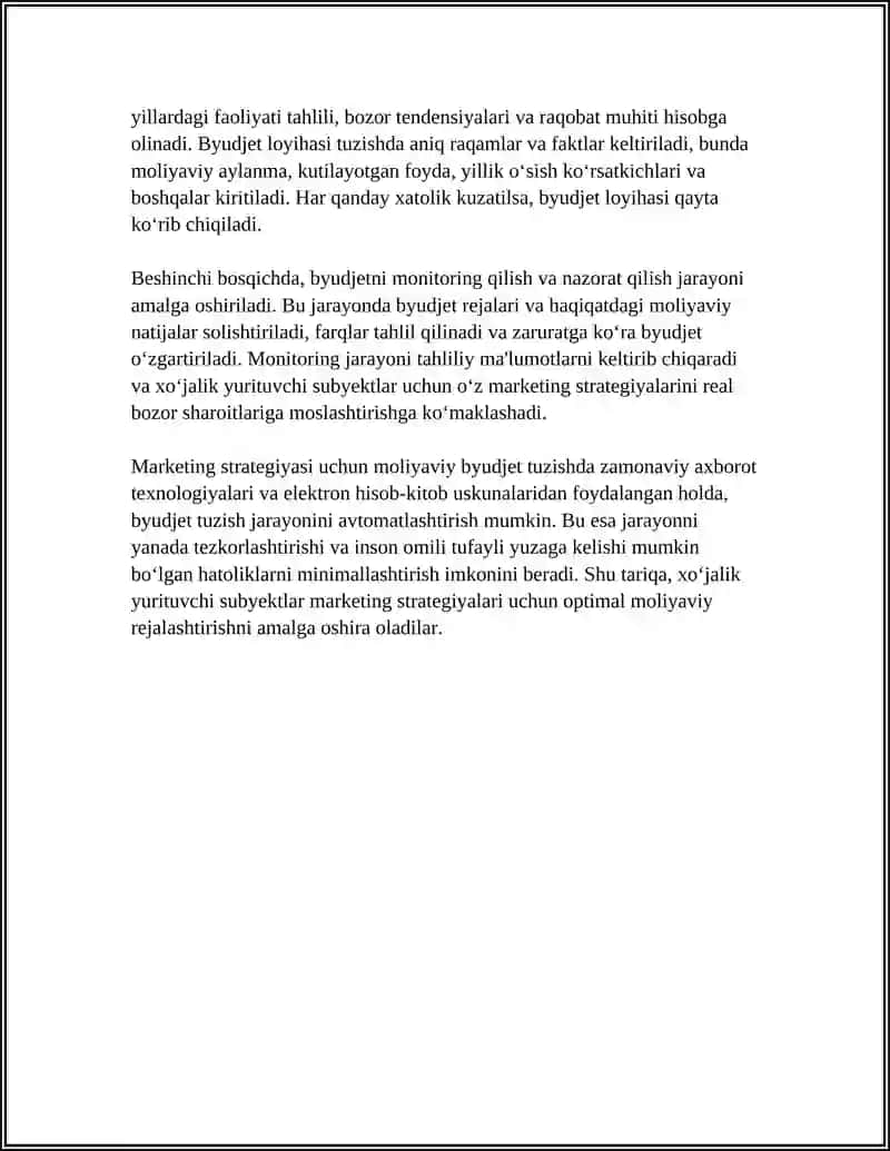 XO‘JALIK YURITUVCHI SUBYEKTLAR MARKETING STRATEGIYASINING MOLIYAVIY JIHATLARI 4