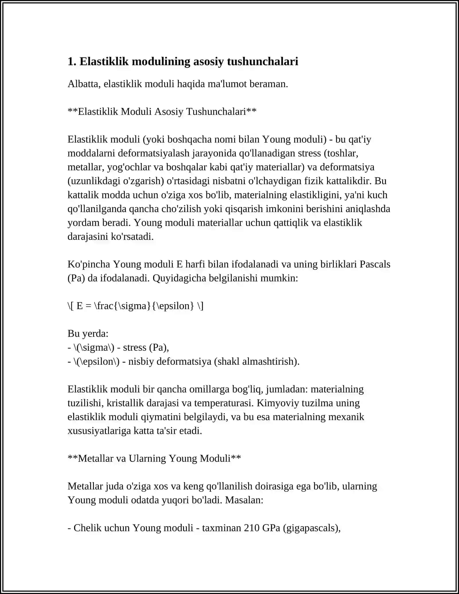 CHOʻZILISH DEFORMATSIYASIDA ELASTIKLIK MODULINI ANIQLASH 4