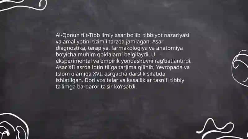 Abu Ali Ibn Sinoning tibbiyot ilmidagi o'rni 4