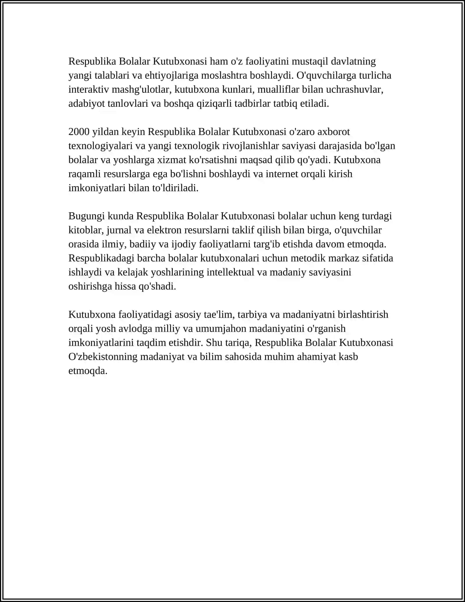 RESPUBLIKA BOLALAR KUTUBXONASI 4