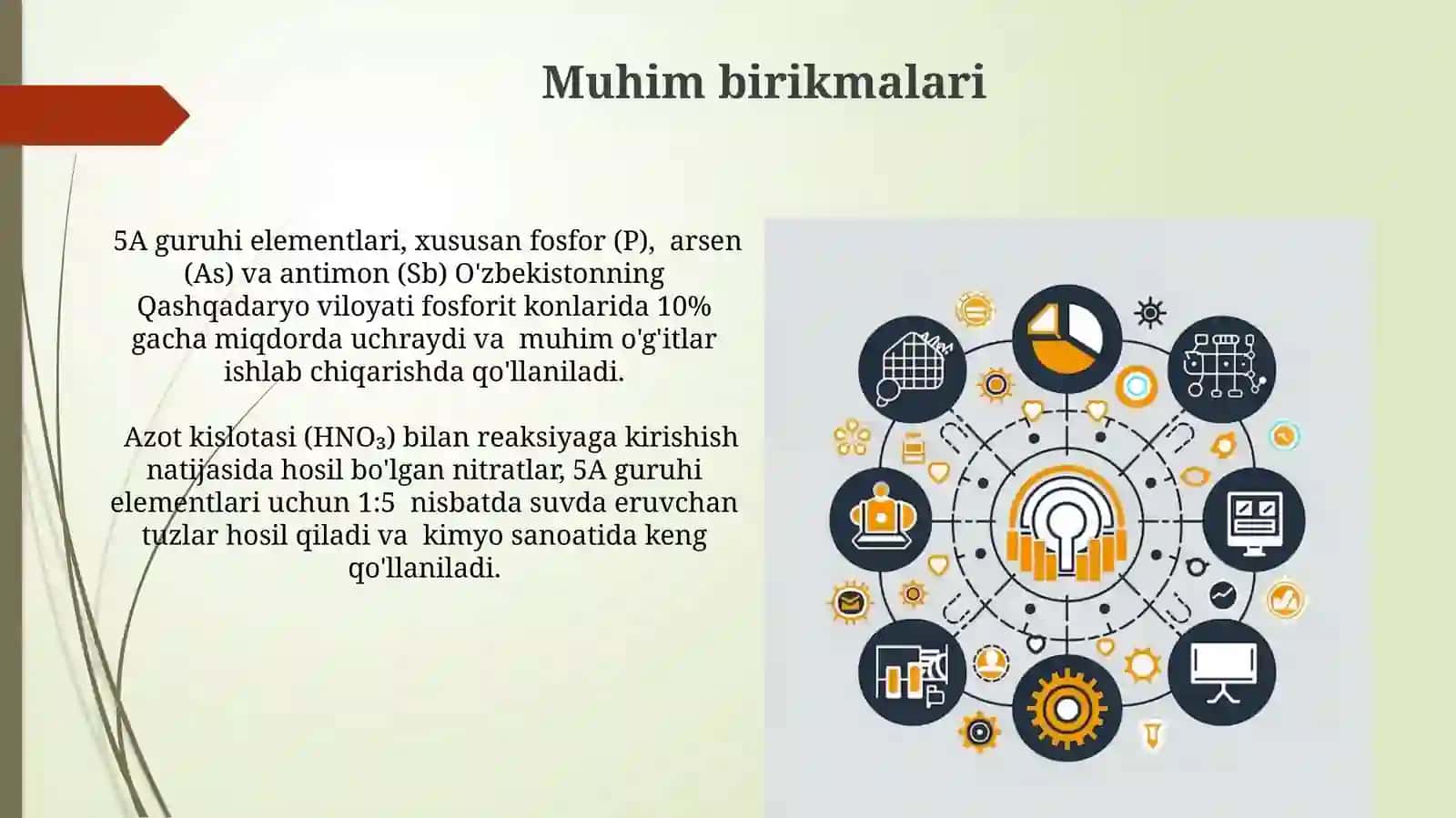 Davrey sistemaning asosiy 5A guruh elementlari 4