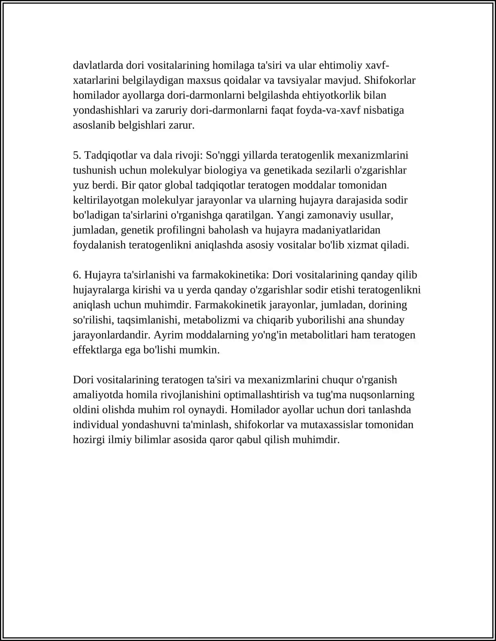 DORI VOSITALARINING HOMILAGA TA'SIRI 4