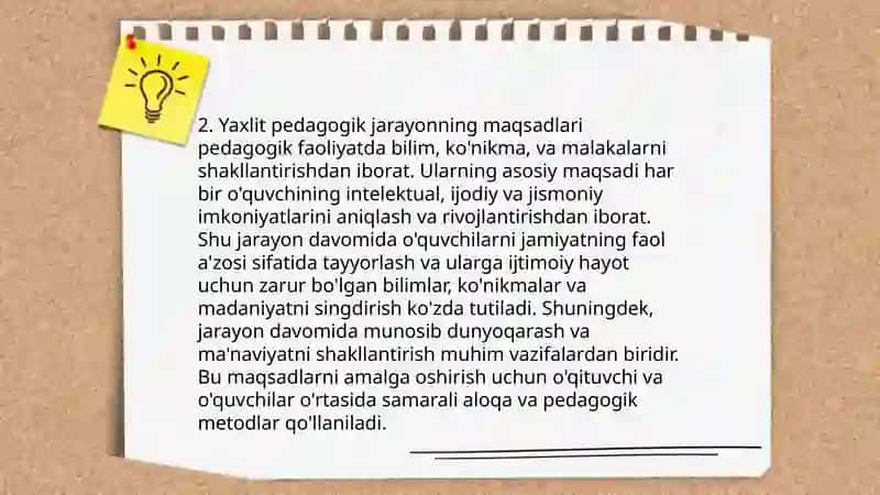 Yaxlit pedagogik jarayon 4