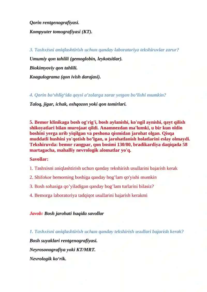 Yiringli jarohat va antiseptika haqida savollar 4