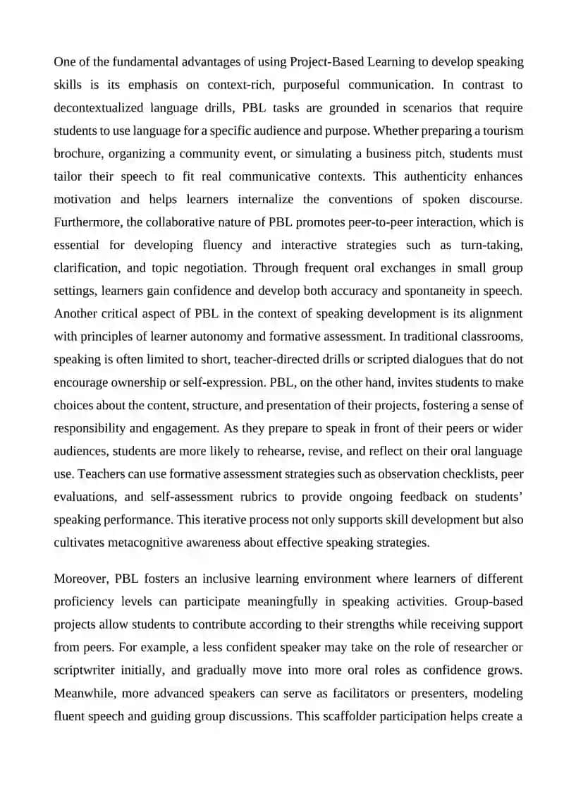 Developing speaking skills of students by Project Based Learning 4