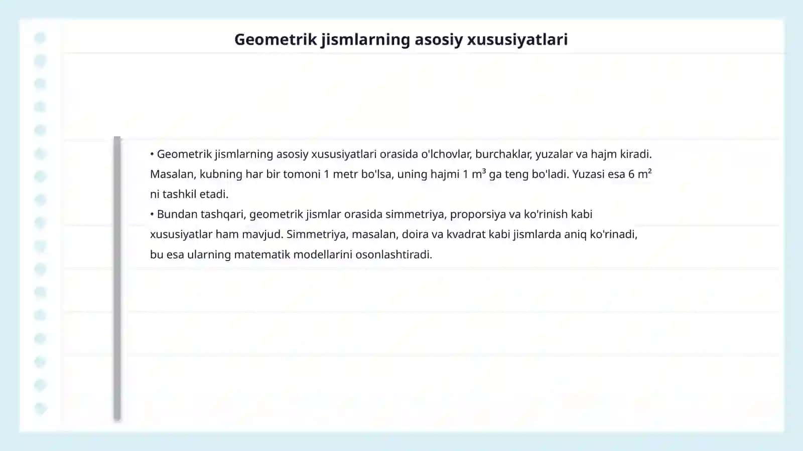 Geometrik jismlar haqida malumot Geometrik jismlar proeksiyalash yasash 4
