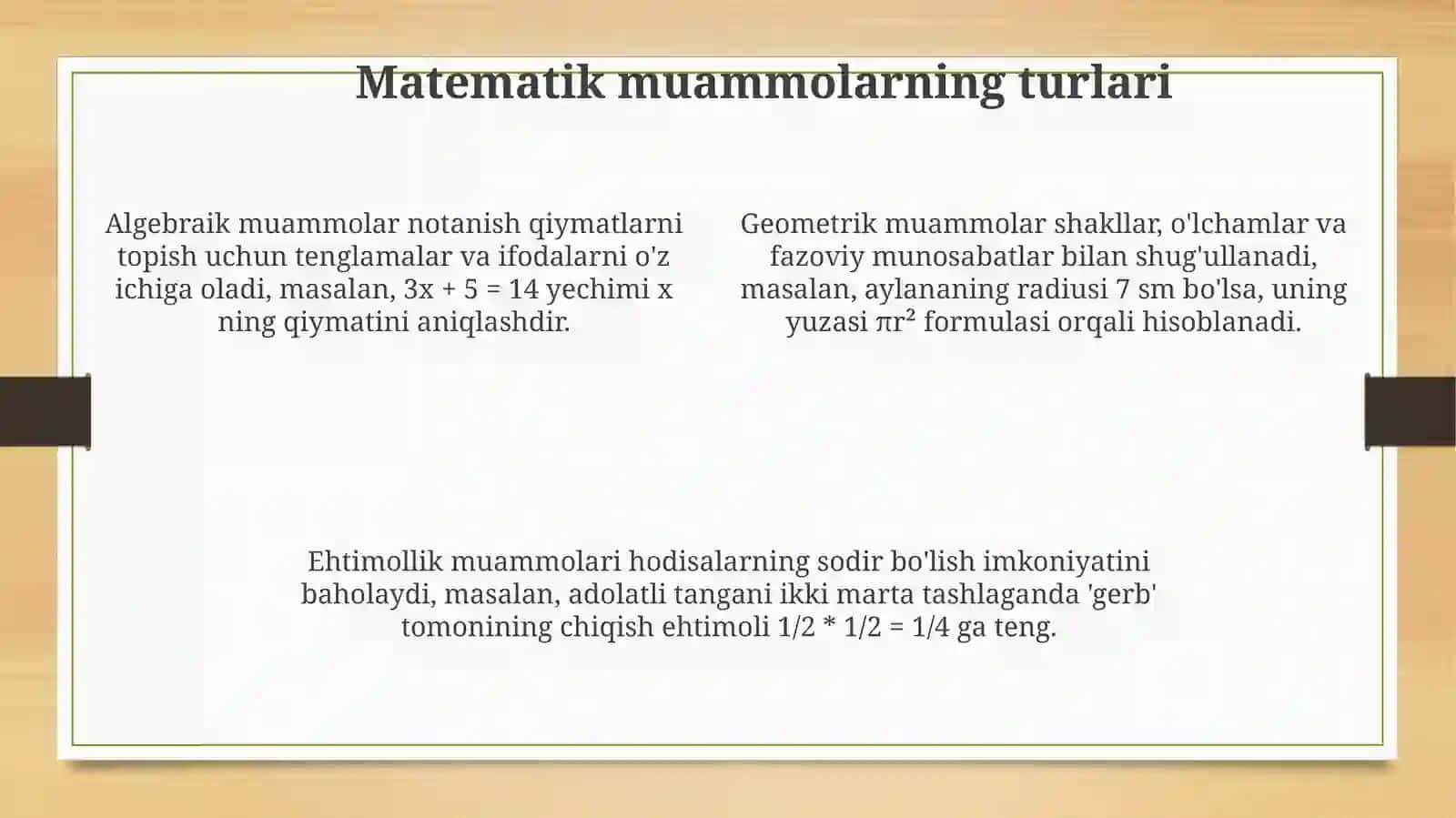 Matematika bo'yicha masalalar 4
