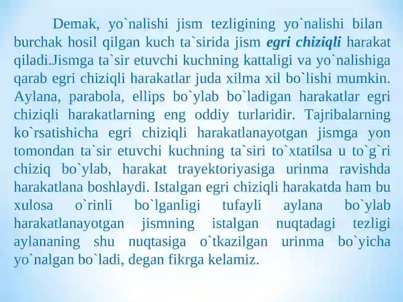 Egri chiziqli harakat 4