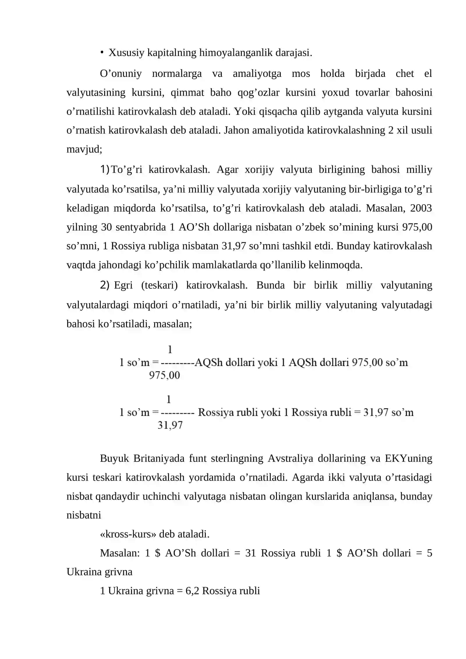 Valyuta kursi va unga ta’sir qiluvchi omillar 4