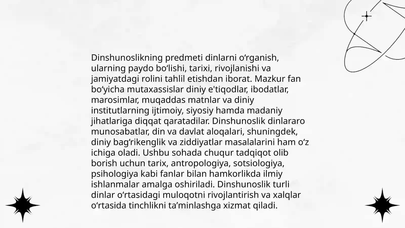 Dinshunoslik fanining predmeti,maqsadi va vazifalari 4
