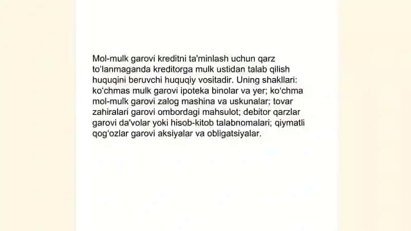 Kreditning taminlanganligi va uning shakllari 4