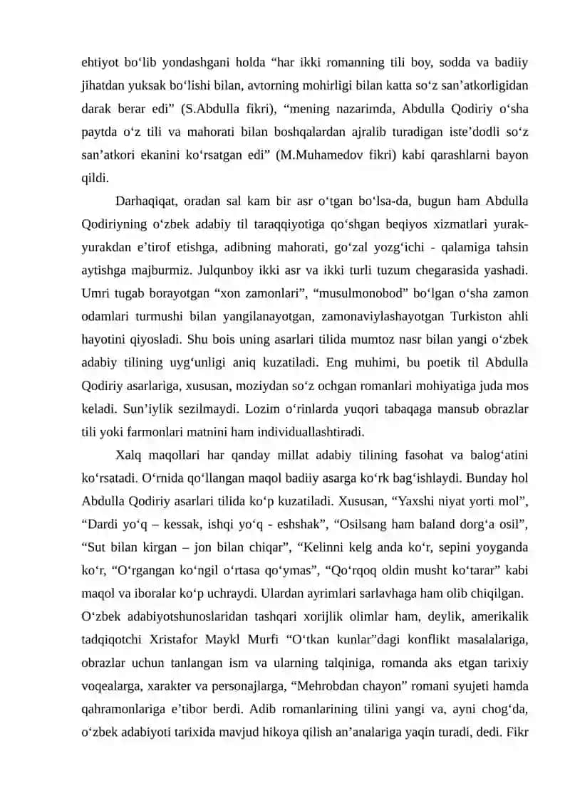 Abdulla Qodiriy hayoti va ijodi yuzasidan referat 4