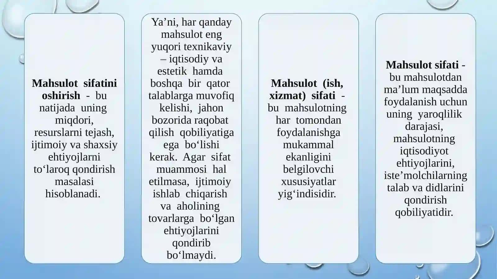 SANOAT MAHSULOTINING SIFATI VA UNING RAQOBATBARDOSHLIGI 4