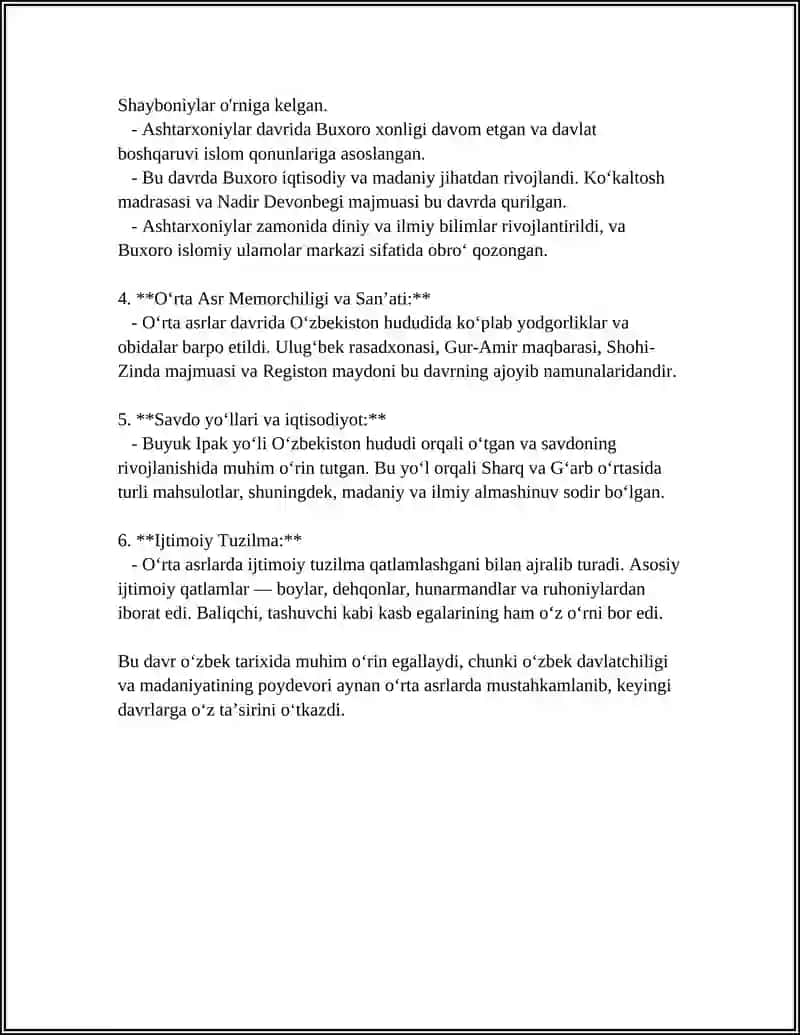 Oʻrta asr oʻzbek davlatchiligining tarixi 4