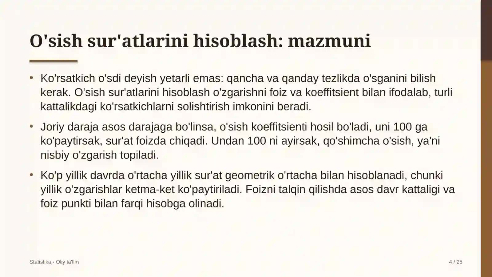 Madaniy-tarixiy turizmda o'sish sur'atlarini hisoblash 4