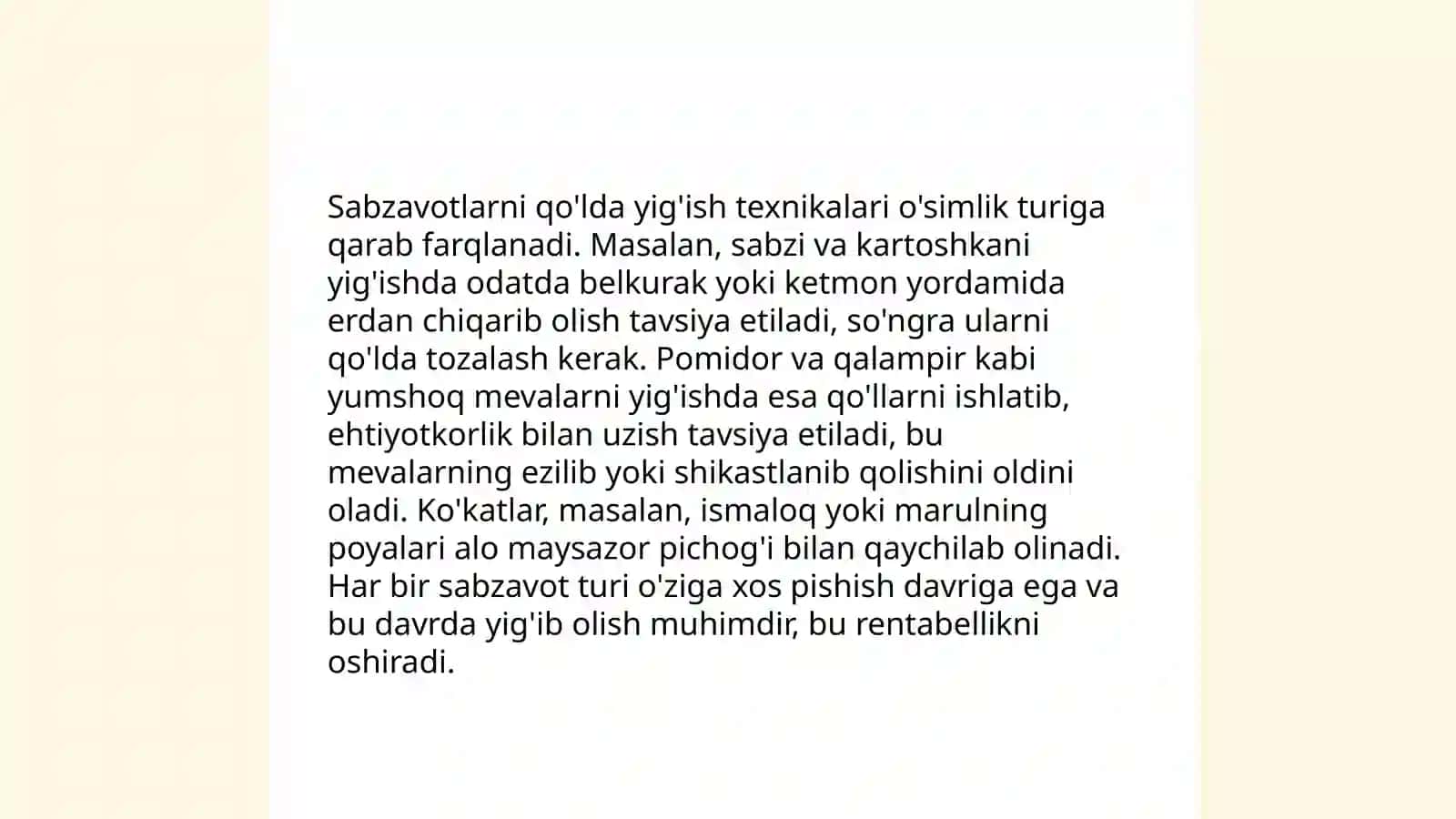 Sabzavotlarni yeģish usullari. Pomidor hosilini yeģish usullari. Kombayn tuzilishi va ishlash jarayoni 4