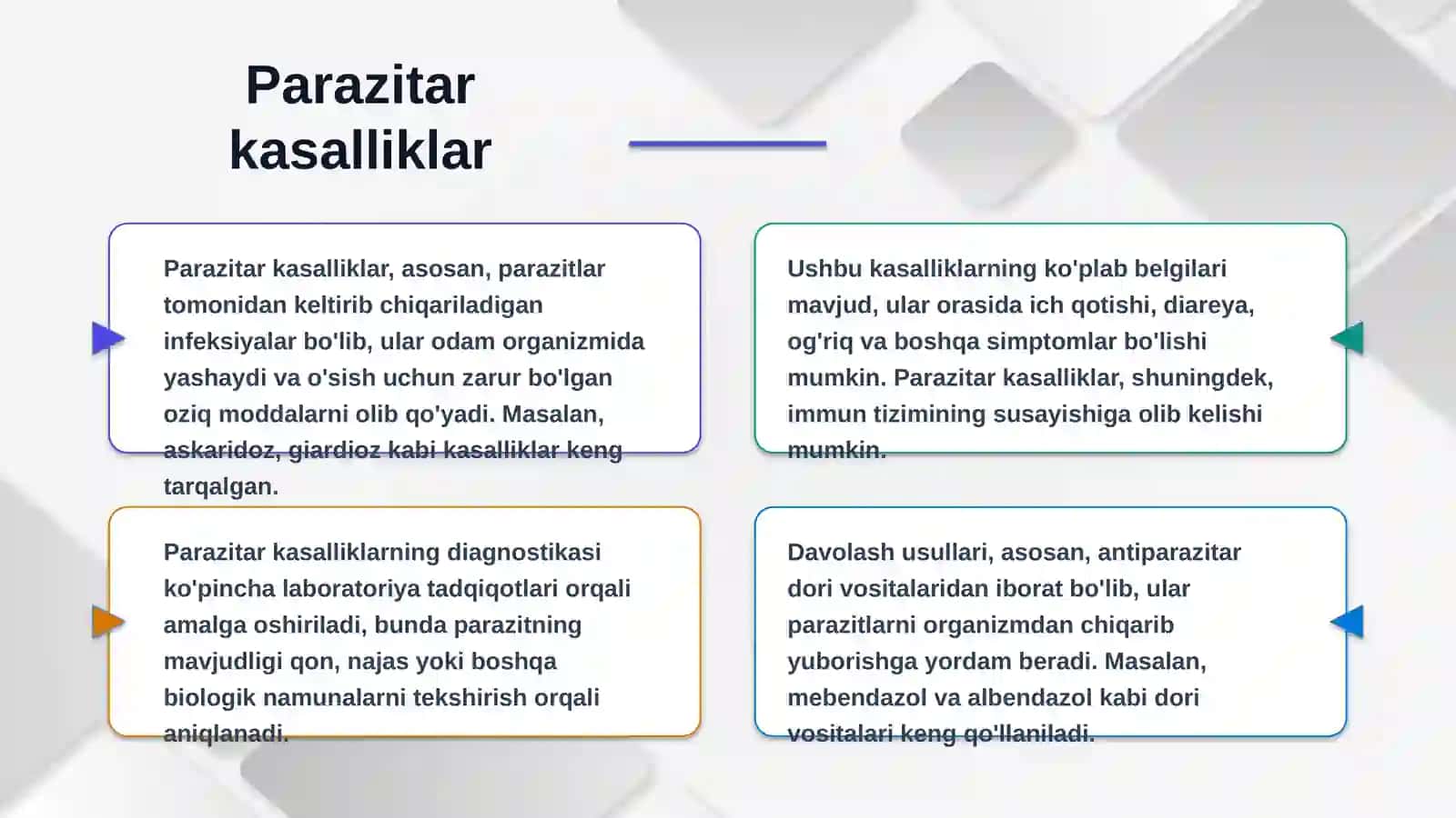 Parazitar va allergologik kasalliklarni ajratish 4