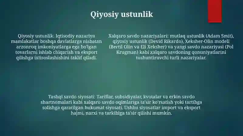 Xalqaro Savdo Nazariyalari 4