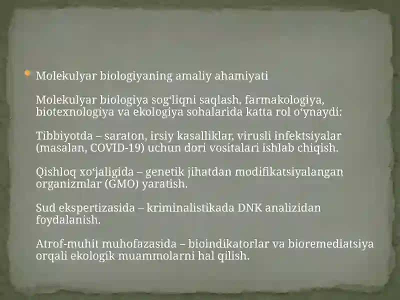 MOLEKULYAR BIOLOGIYA, GENLAR EKSPRESSIYASI 4