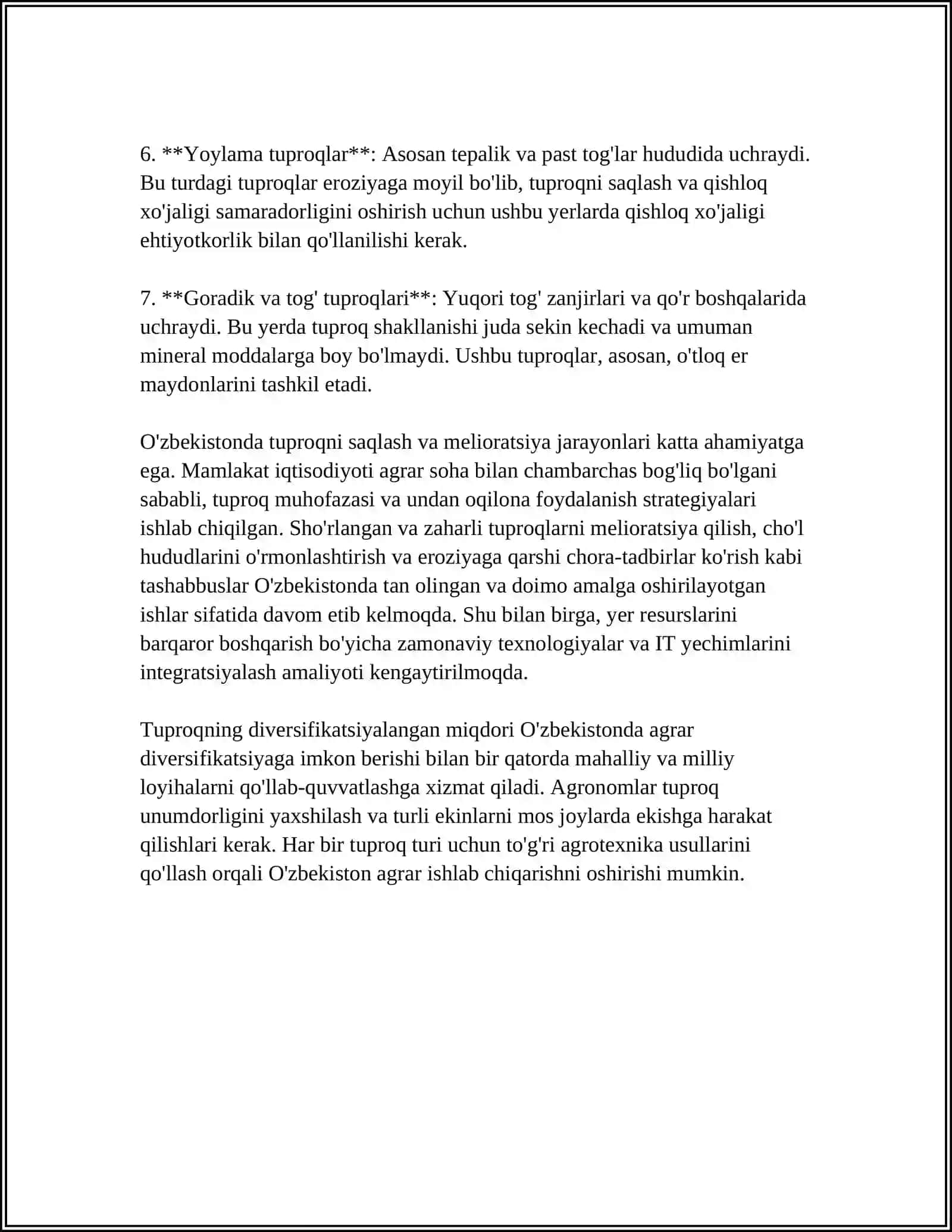 OʻZBEKISTONDA UCHRAYDIGAN TUPROQ XILLARI VA ULARNING EKOLOGIK MUOMOLARI 4