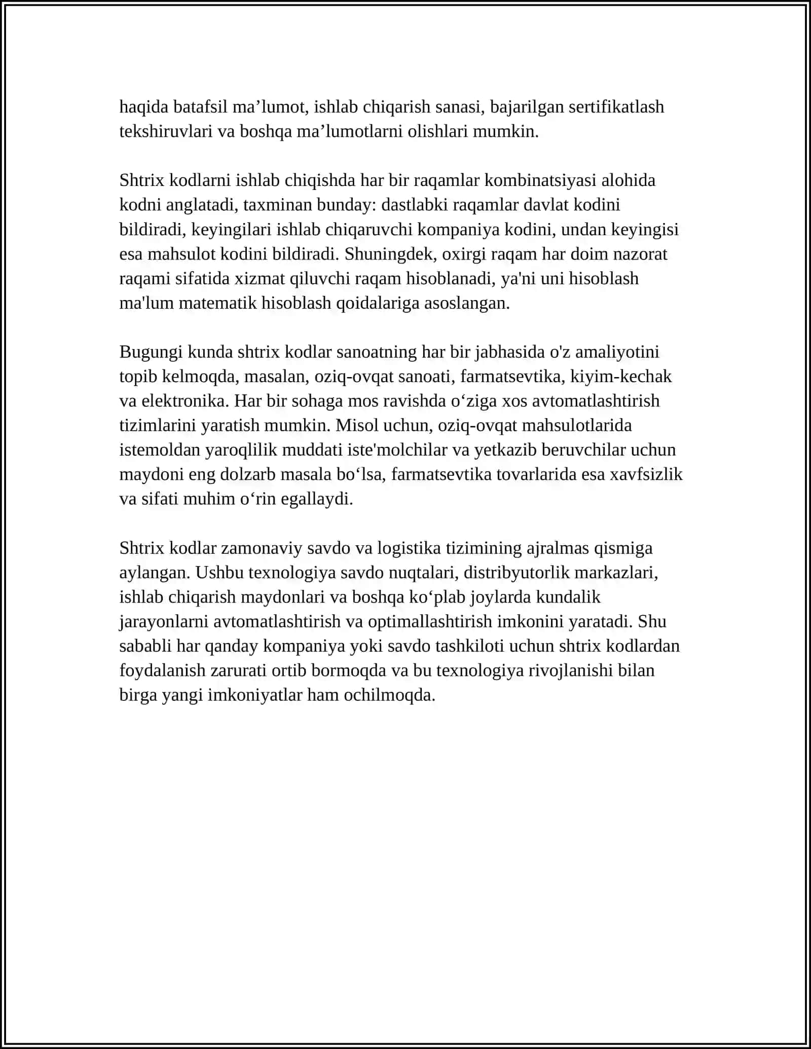 TOVARLARNING SHTRIX KODLARI 4