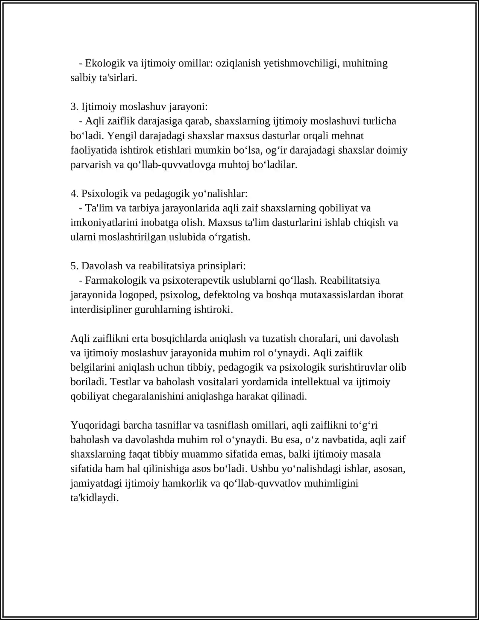 Aqli Zaiflikning Tasnifi 4