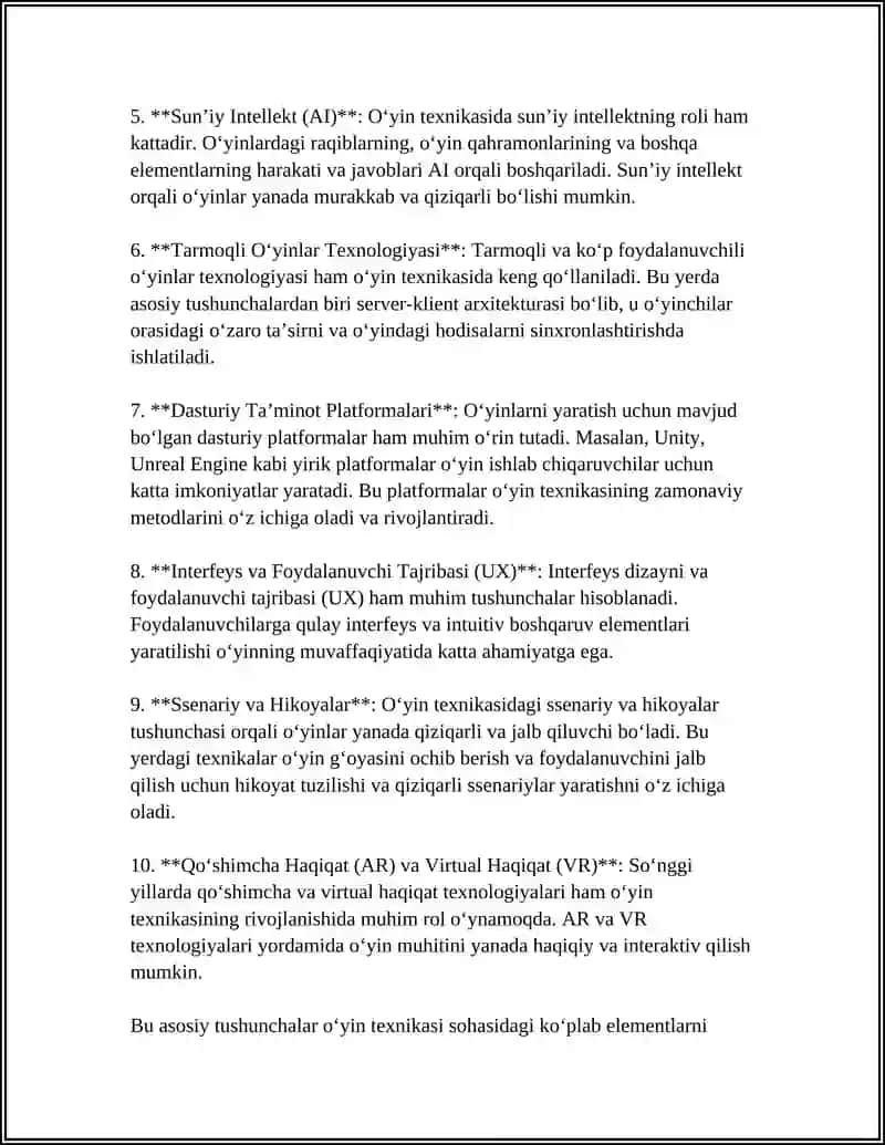 O‘YIN TEXNIKASI ASOSLARI 4
