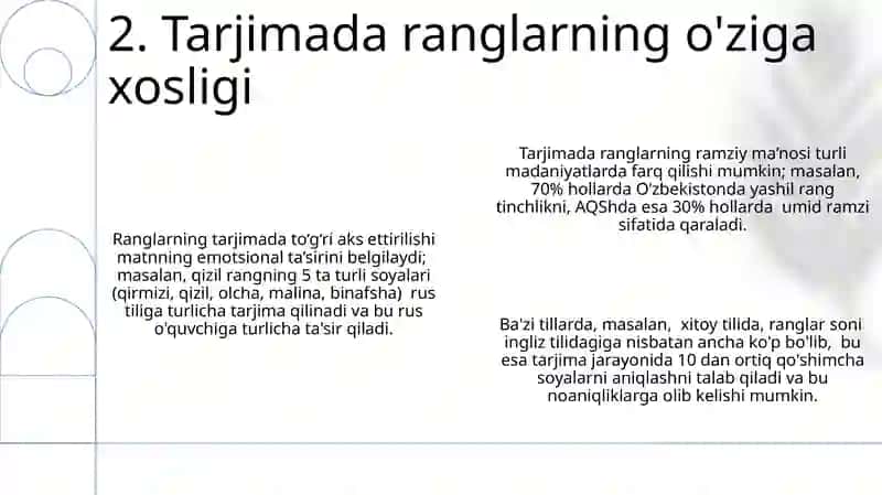 Tarjimada milliy kolorit xususiyatlari. Realliik 4