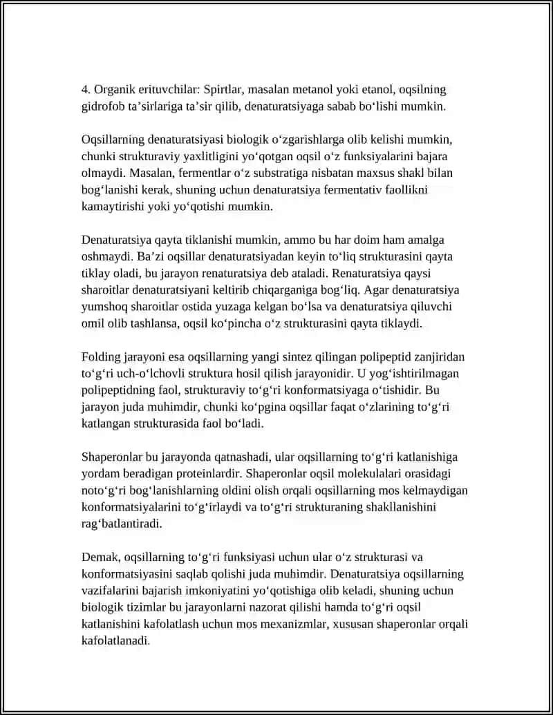Oqsillarning denaturatsiyasi va Folding 4