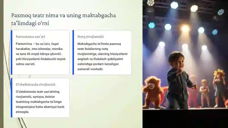 MAKTABGACHA TA'LIM TASHKILOTLARIDA PAXMOQ TEATR TASHKIL ETISH 4