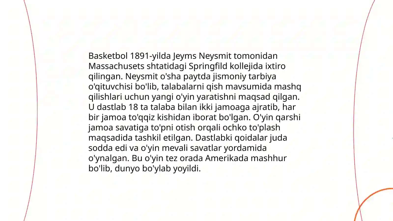 Basketbol o'yinining tarixi qoidalari, texnikasi va taktikasining tasnifi 4