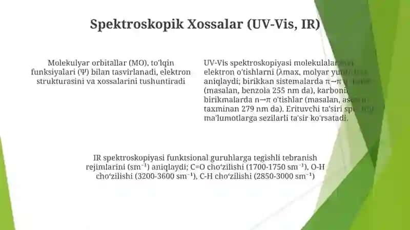 Elektron to'loqin funksiyasi tavsiflovchi molekulyar xossalar 4