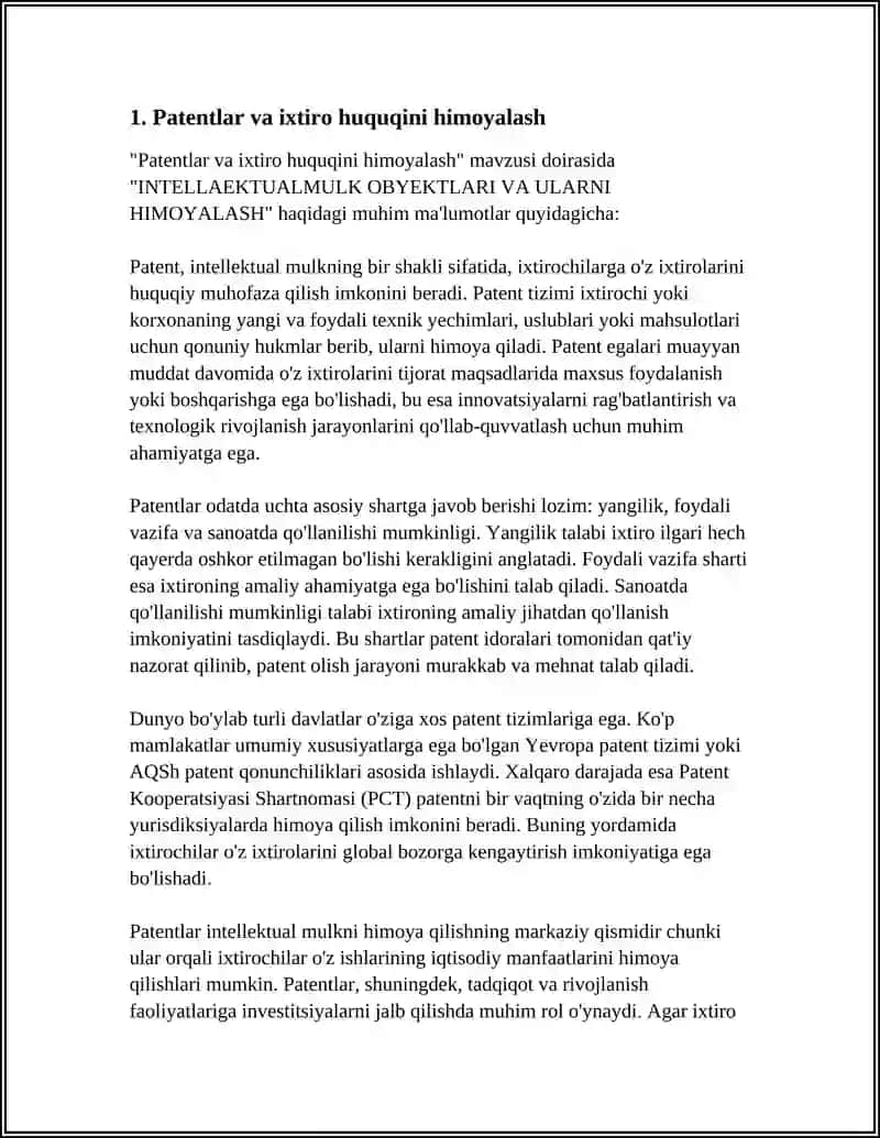 Patentlar va ixtiro huquqini himoyalash 4