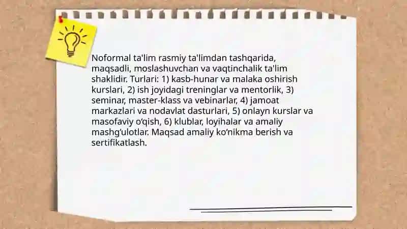 Ta'limni tashkil etish turlari va shakllari 4