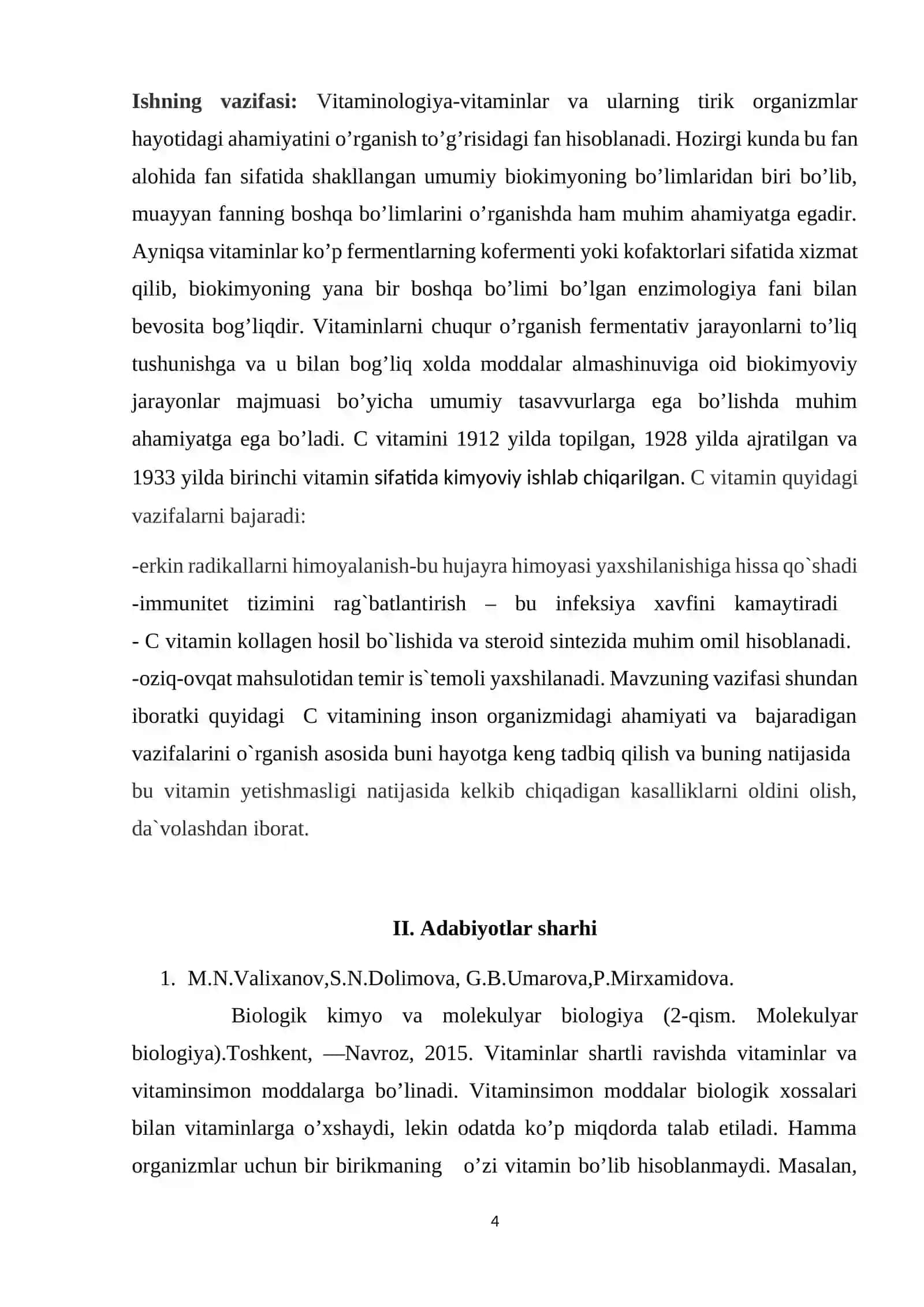 C Vitamin, askarbot kislota Kurs ishi 4