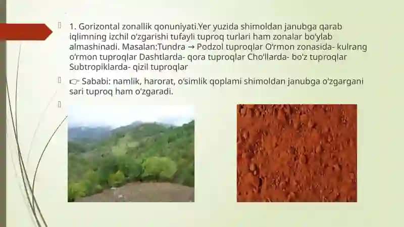 tuproqning tarqalish  qonuniyatlar 4