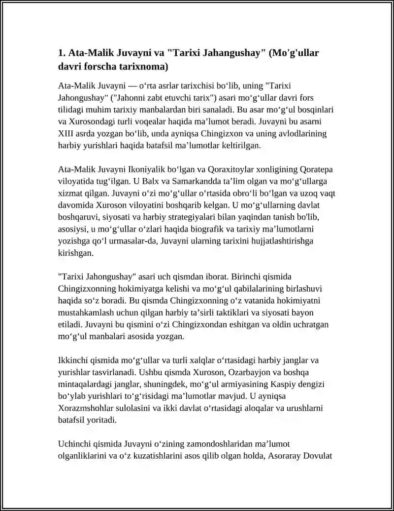 MOʻGʻULLAR DAVRI FORS VA ARAB TILLARIDAGI ASARLAR 4