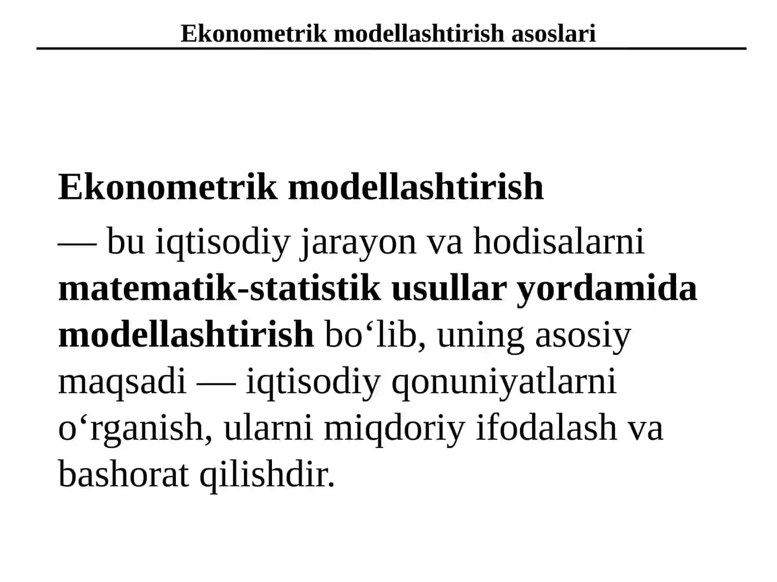 Ekonometrik modellashtirish asoslari 4
