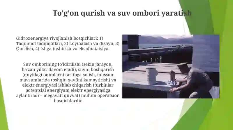 Gidraenergetika rivojlanish bosqichlari 4