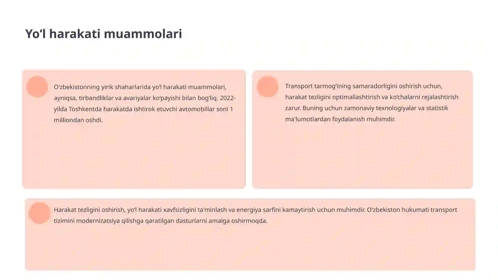 Avtomobil yo‘llarining harakatlanish tezligi 4
