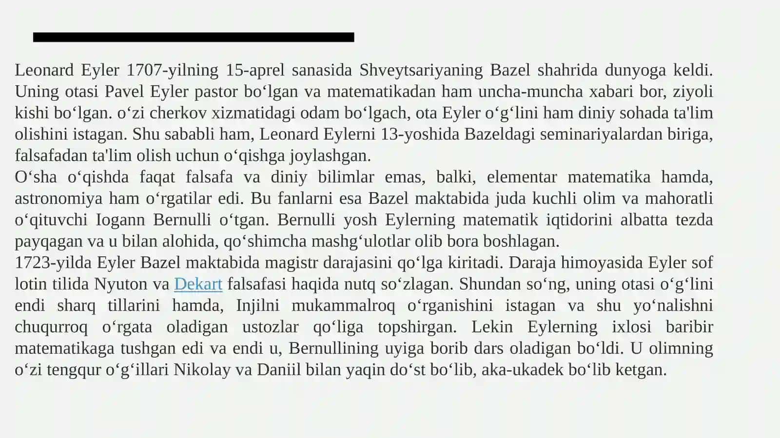 L.EYLER, J.VENN, R.DEKART HAYOTI VA ILMIY FAOLIYATINI O’RGANISH 4