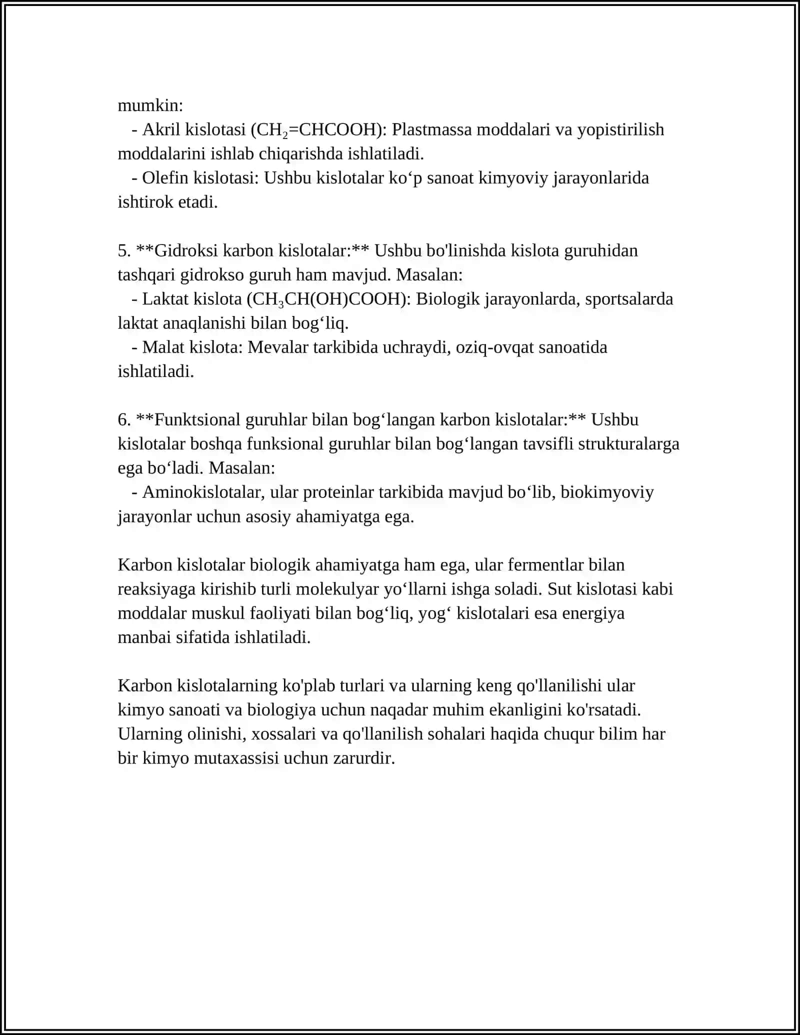 KARBON KISLOTALARI VA ULARNING AHAMIYATI 4