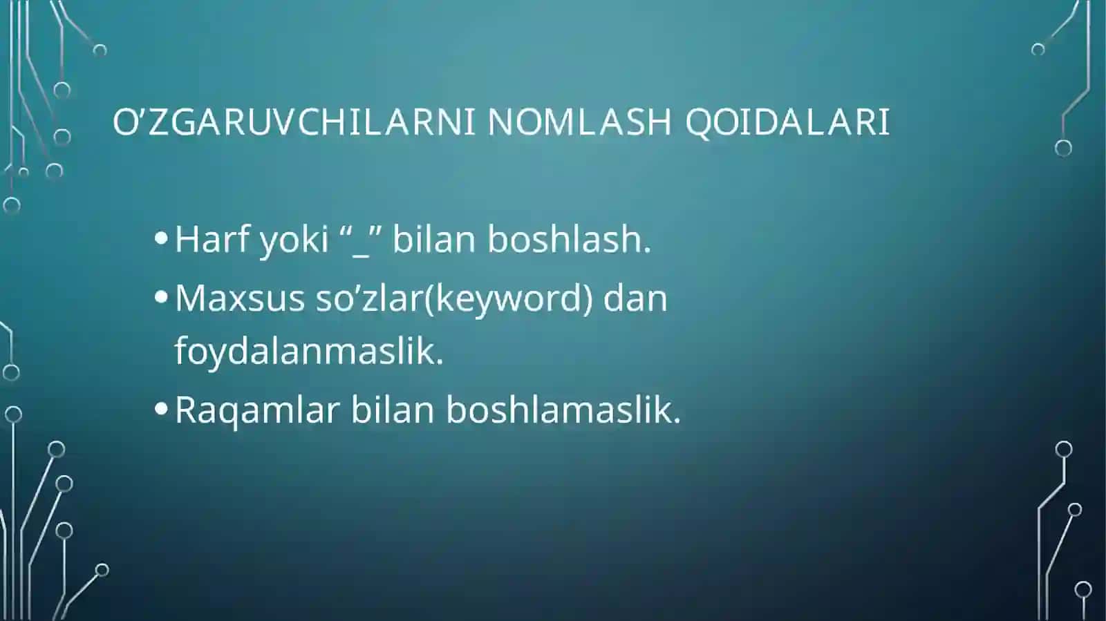 Ma'lumotlar turlari va o'zgaruvchilar 4