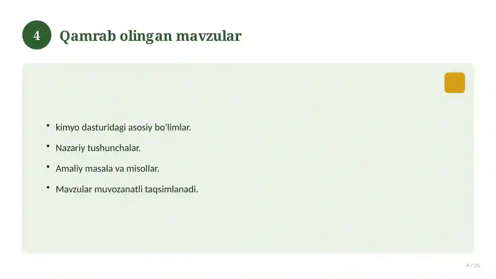 Kimyo fanidan 7-sinf test savollari to'plami 4