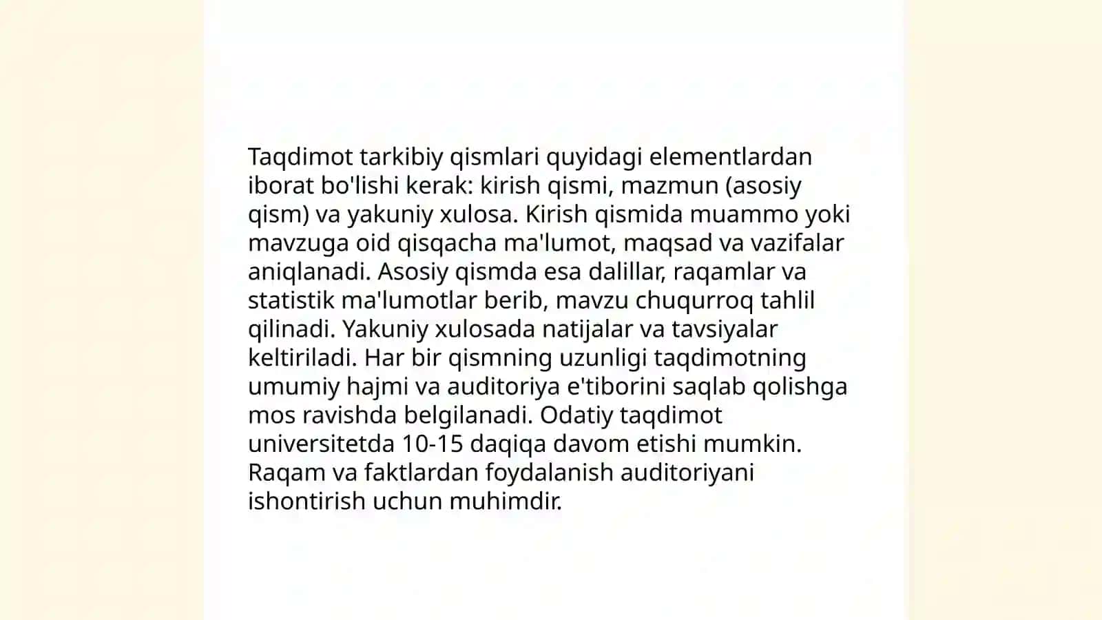 Taqdimot nutqi ommabop nutqning bir turi sifatida 4