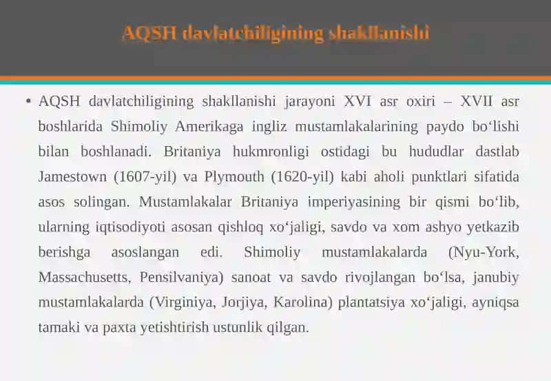 AQSH davlatchiligining rivojlanishi 4