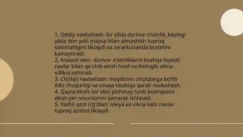 Almashlab ekishning asosiy usullari 4