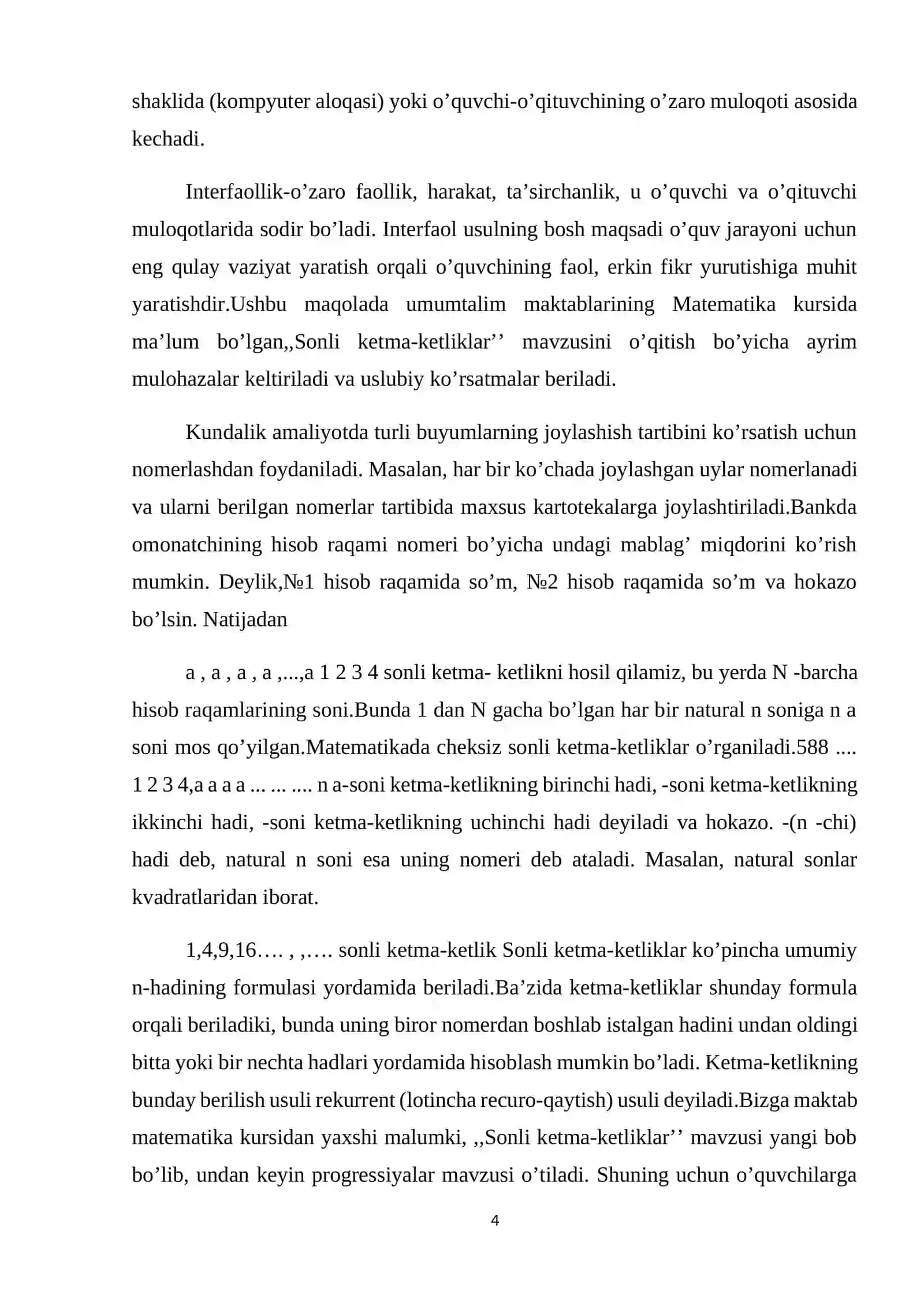 ARIFMETIK VA GEOMETRIK PROGRESSIYANI O'QITISH METODIKASI 4