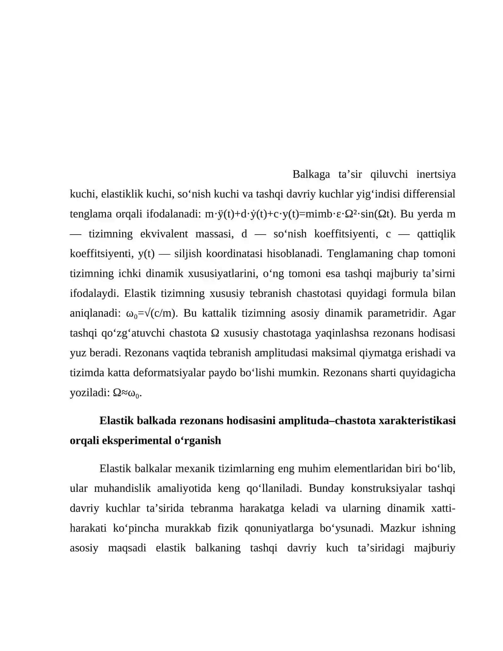 TEBRANAYOTGAN BALKANING AMPLITUDA-CHASTOTA XARAKTERISTIKASINI EKSPREMENTALL ANIQLASH 4